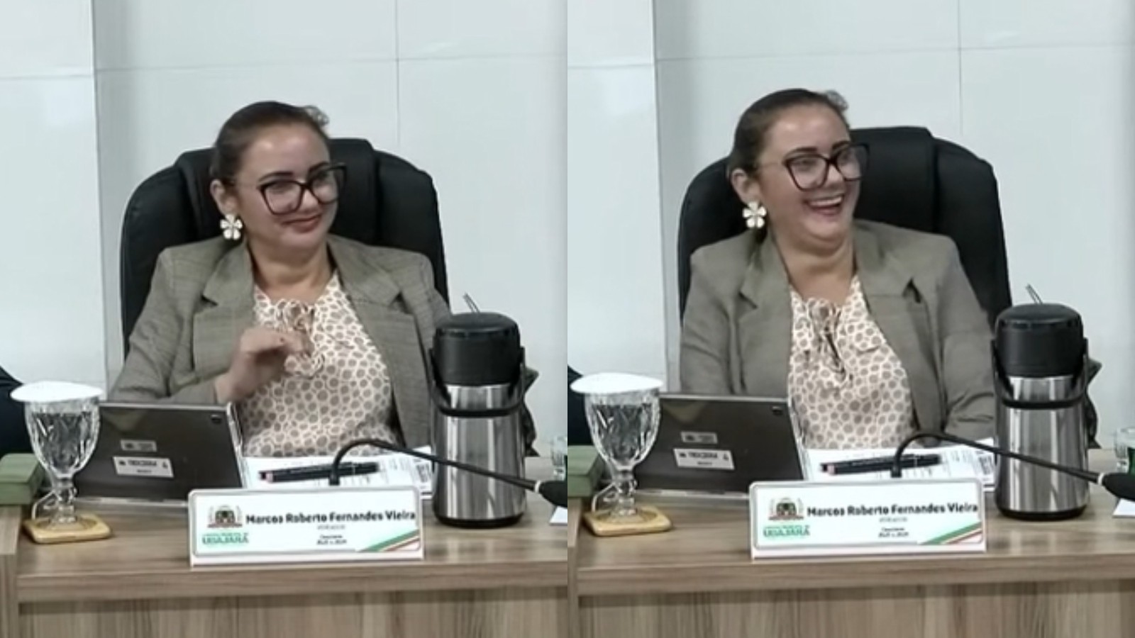 Vereadora faz gesto de conotação sexual enquanto colega fala sobre afazeres da noite e viraliza