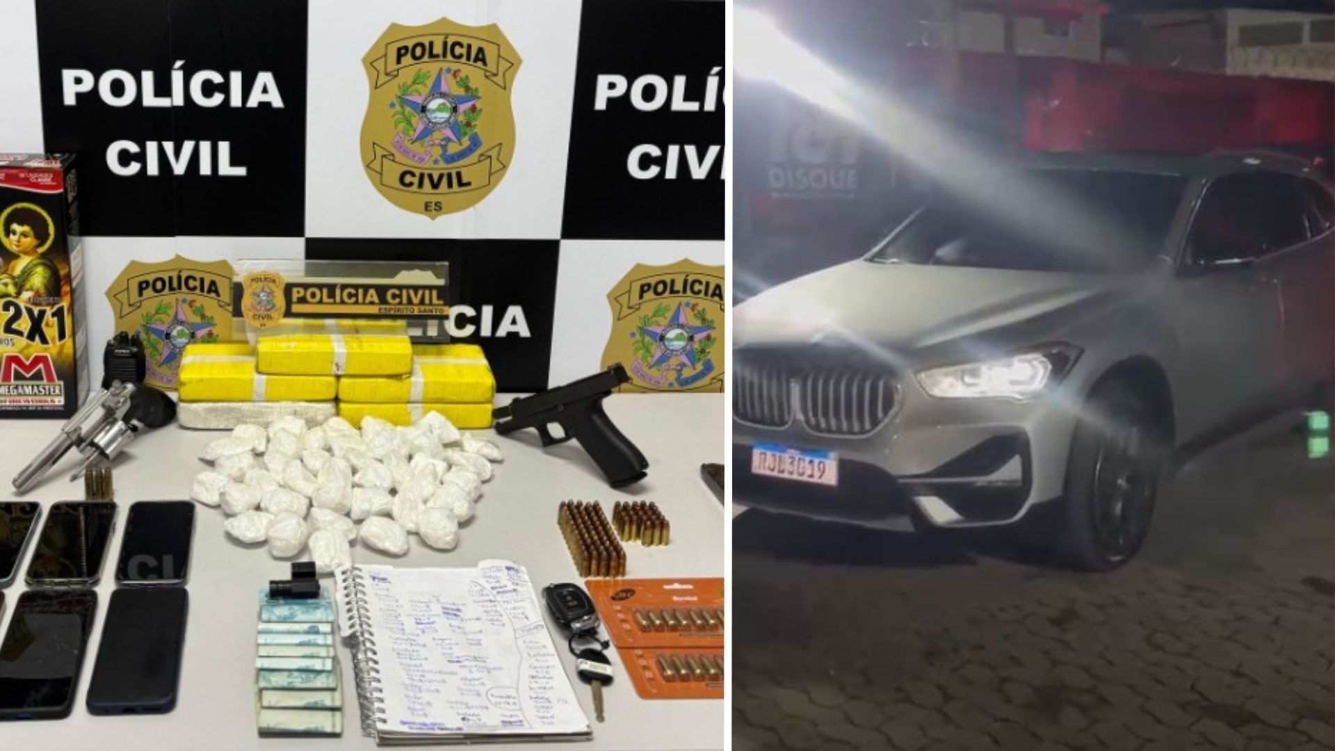 Polícia apreende cocaína 'escama de peixe' e carro de luxo de suspeitos de tráfico em Vila Velha e Guarapari