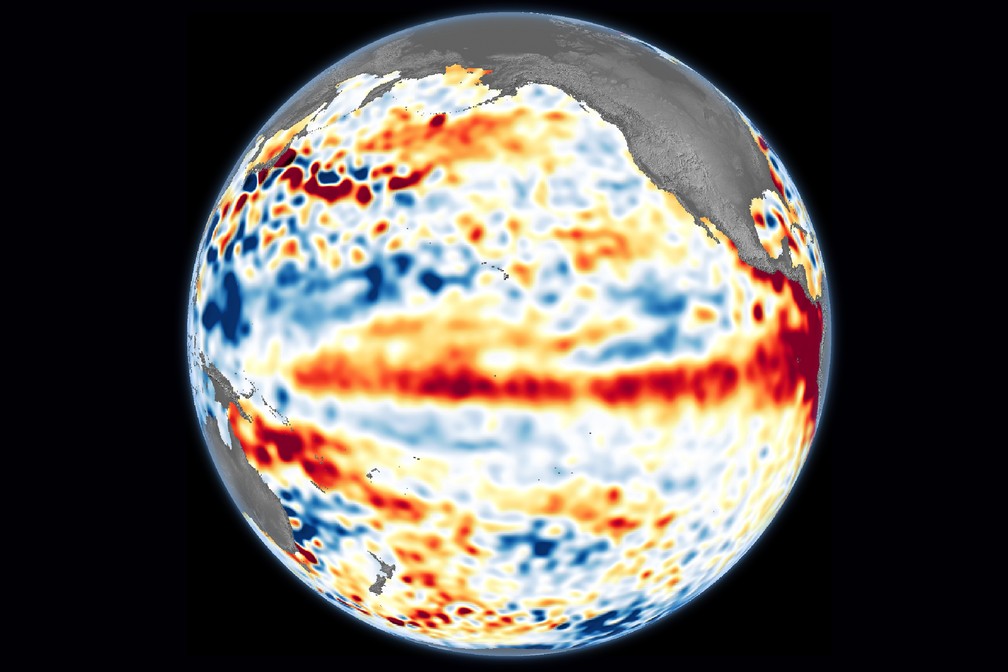 Nasa capta imagem do El Nio - fenmeno meteorolgico que eleva as temperaturas — Foto: Sentinel-6 Michael Freilich / Nasa