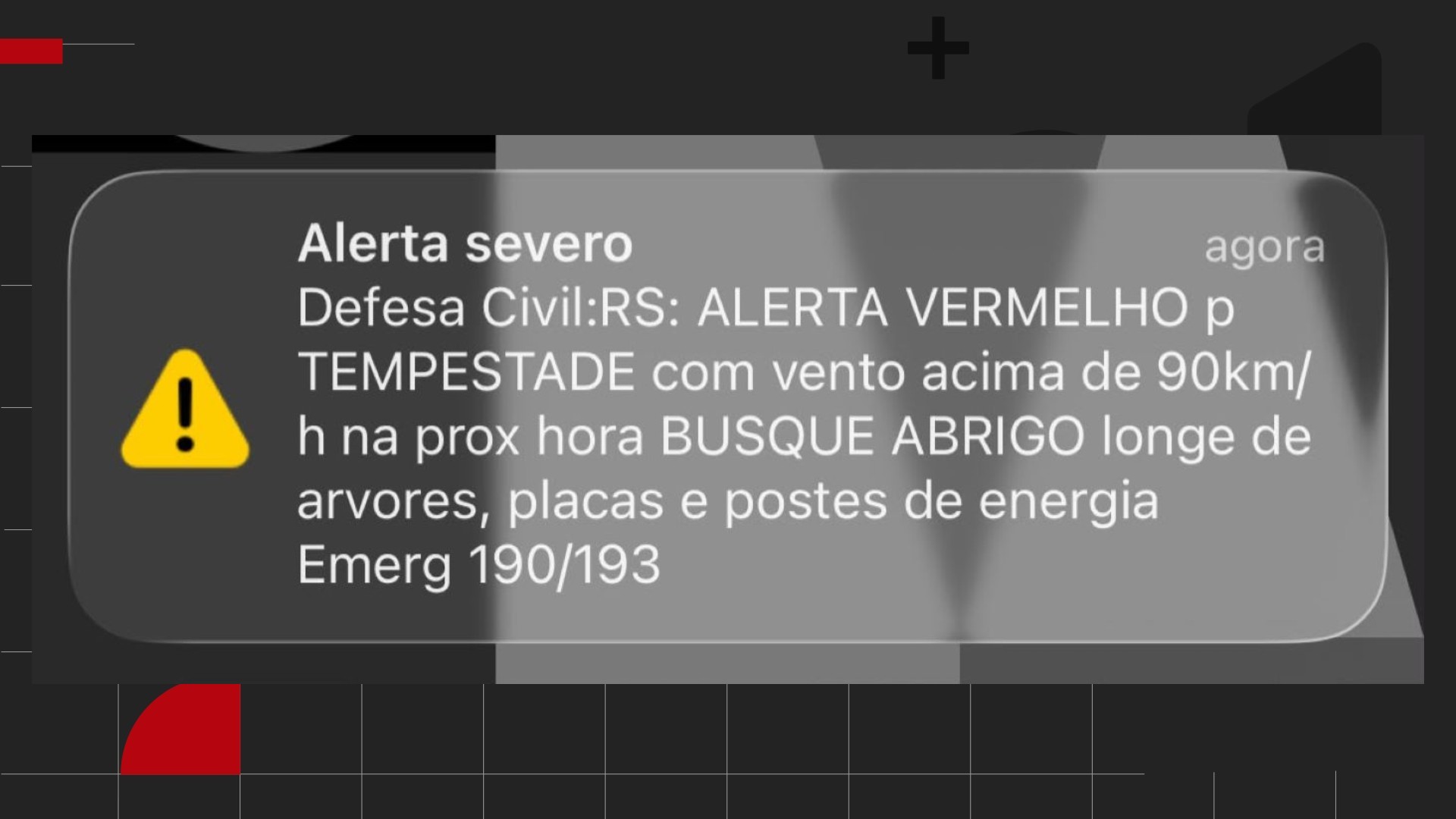 Defesa Civil emite alerta vermelho para tempestade com vento acima de 90 km/h na Região Metropolitana de Porto Alegre; entenda