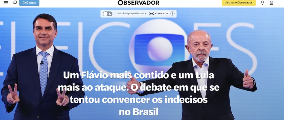 Como a imprensa internacional repercutiu o último debate entre Flávio e Lula — Foto: Reprodução/Observador