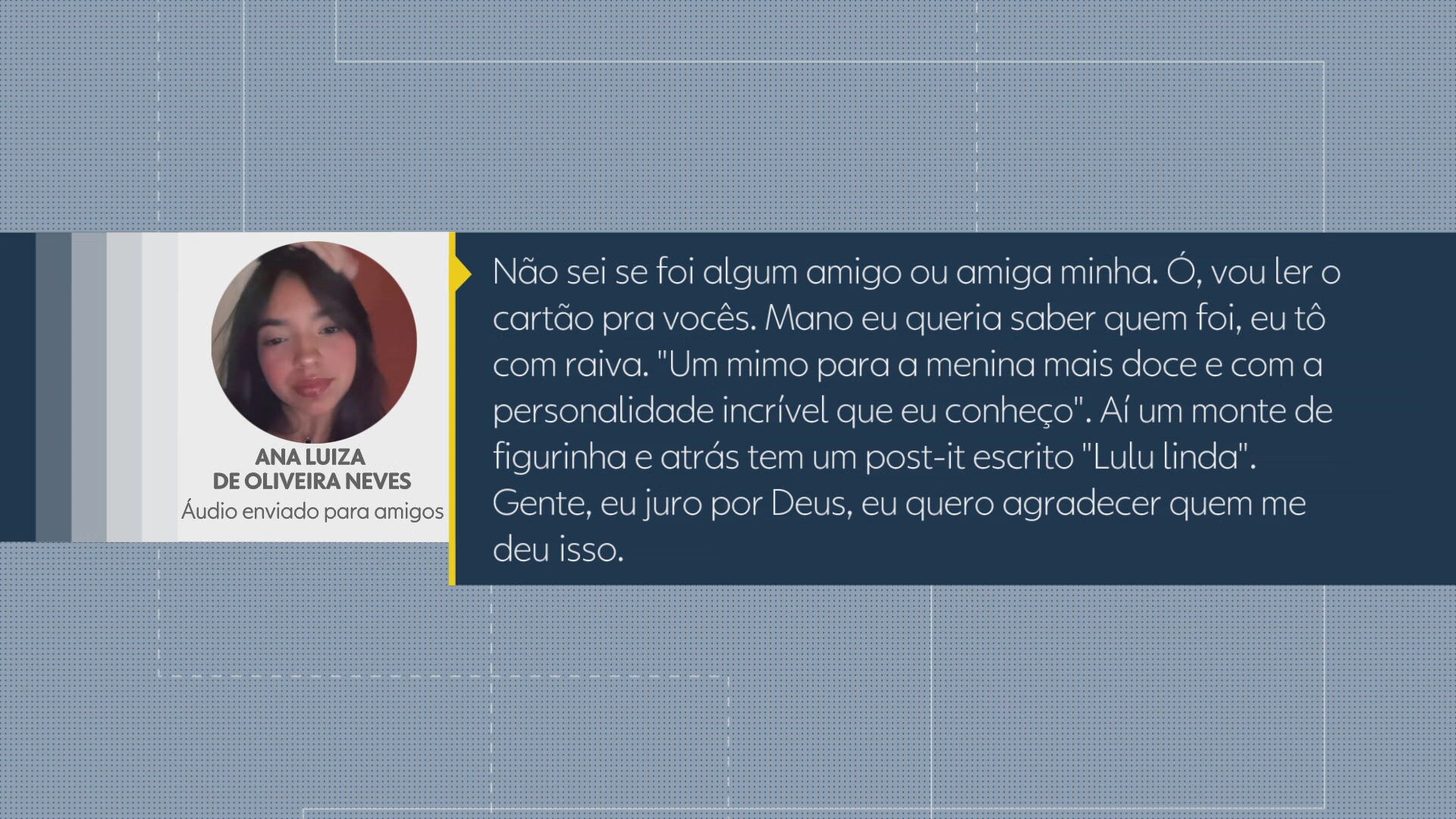 Adolescente que morreu após comer bolo enviou áudio aos amigos agradecendo: 'queria saber quem foi'; VÍDEO