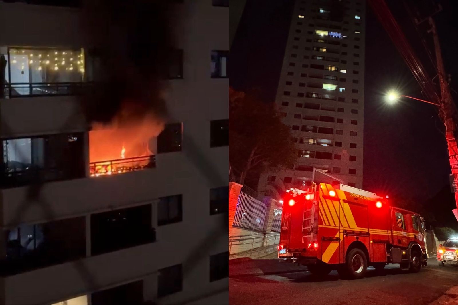 Incêndio atinge apartamento em prédio de Teresina; fogo pode ter começado em pisca-pisca, diz bombeiro