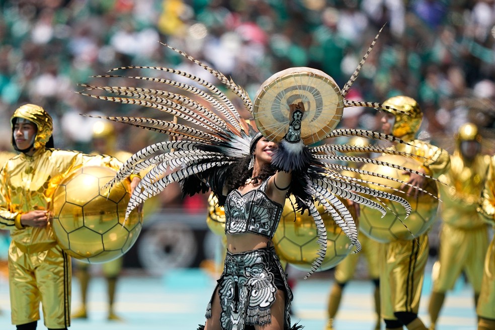 Cerimônia de abertura da Copa do Mundo 2026, na Cidade do México, nesta quinta-feira (11) — Foto: AP Photo/Natacha Pisarenko