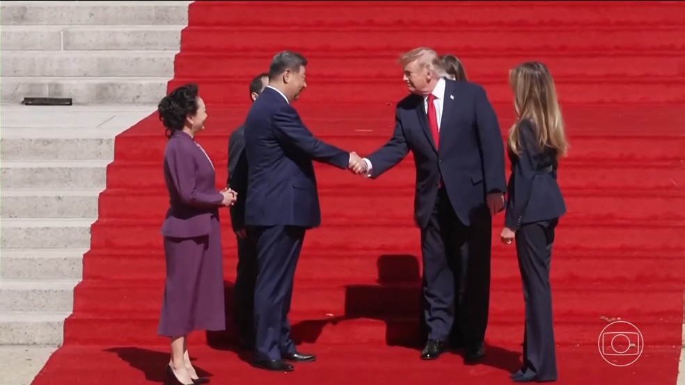 Donald Trump e Xi Jinping. — Foto: Reprodução/TV Globo