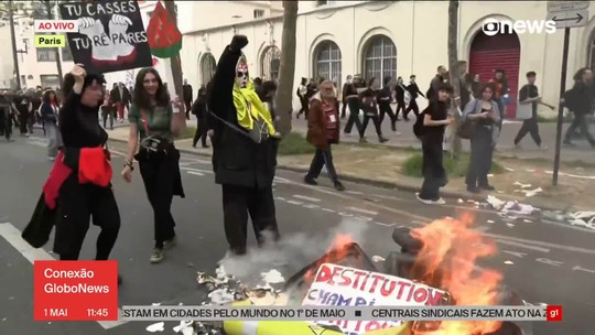 Dia do Trabalhador: Manifestantes e polícia entram em confronto em Paris - Programa: Conexão Globonews 