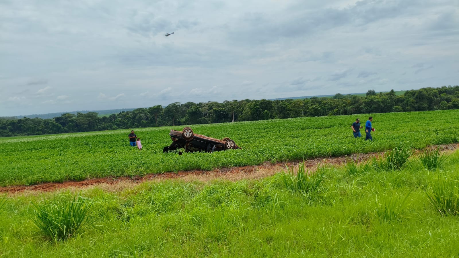 Cinco pessoas ficam feridas após carro capotar na MT-242