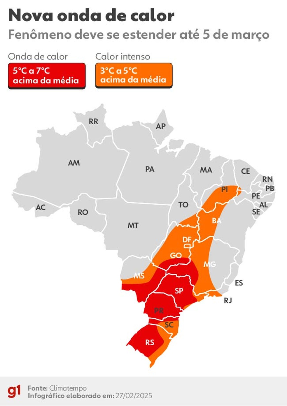 Nova onda de calor — Foto: Arte/g1