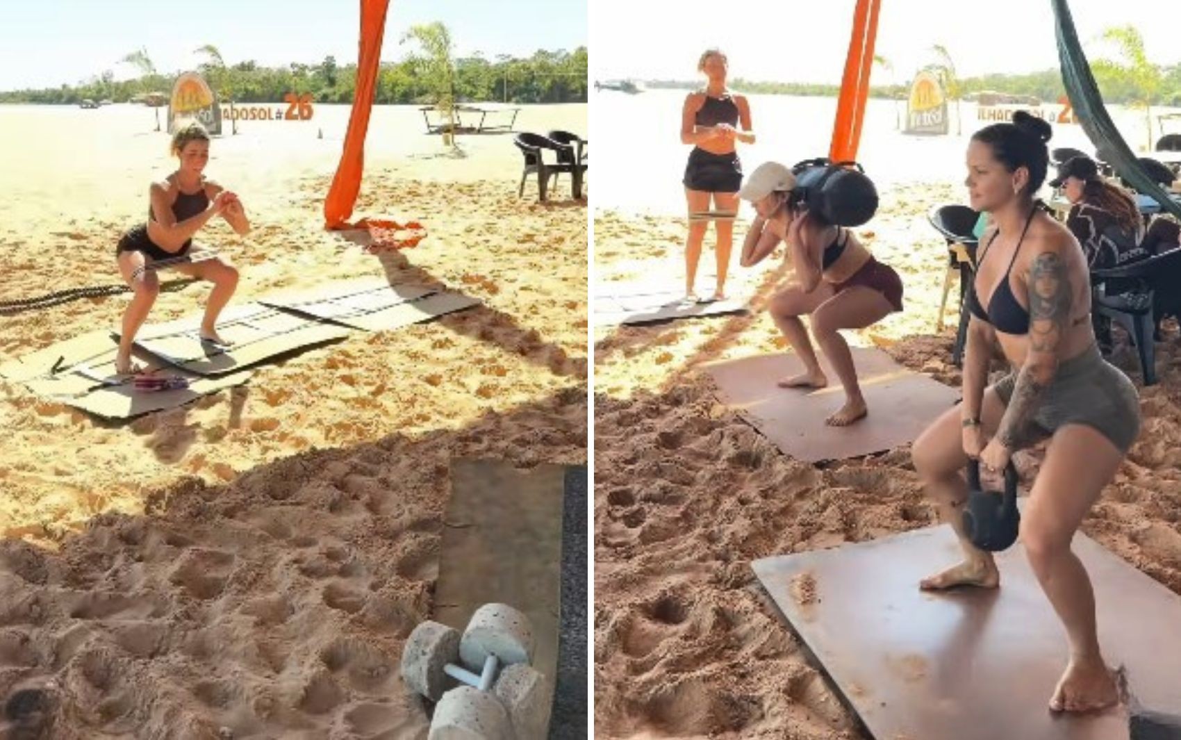 Grupo vai para o Rio Araguaia, mas mantém treinos de academia em acampamento: 'Não perde o foco'; vídeo