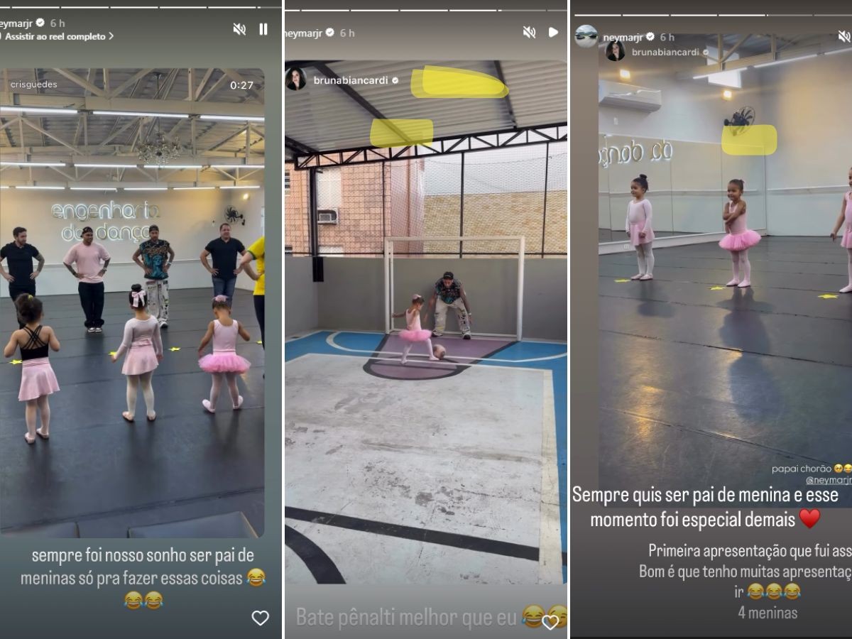 Neymar se emociona em apresentação de 'Dia dos Pais' e faz aula de balé com Mavie; VEJA
