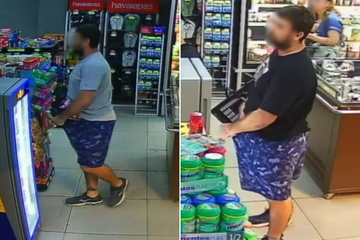 Homem é flagrado escondendo chocolates na bermuda em supermercado do litoral de SP; VÍDEO