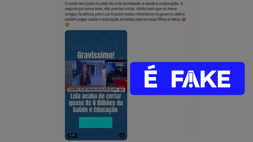 É falsa a informação de que o governo Lula cortará verbas da Saúde e Educação