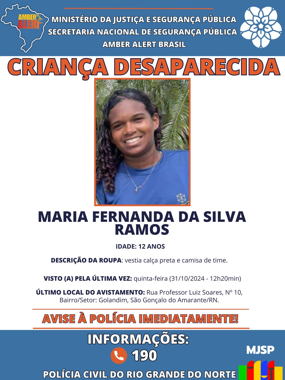 Maria Fernanda da Silva Ramos desapareceu em São Gonçalo do Amarante — Foto: Divulgação