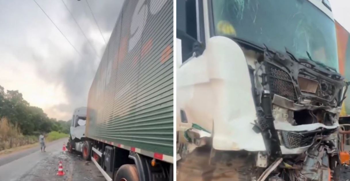 Motorista de caminhão morre após veículo que ele dirigia ficar preso entre duas carretas na BR-222, no MA
