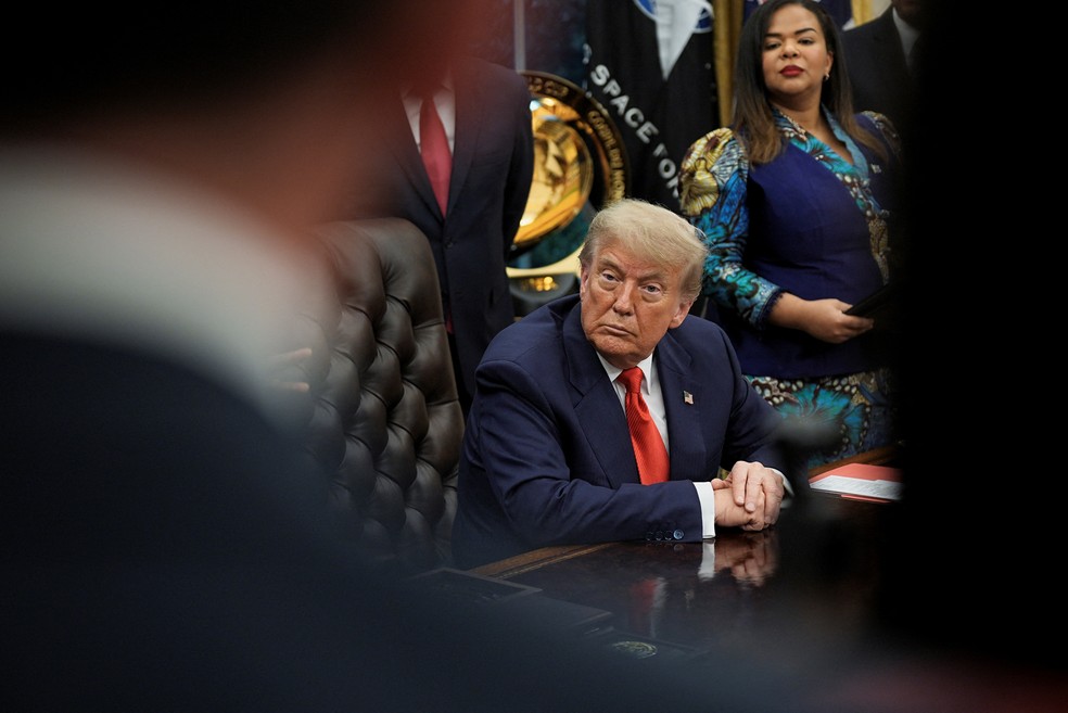 Presidente dos EUA, Donald Trump, em evento na Casa Branca em 27 de junho de 2025 — Foto: Ken Cedeno/Reuters