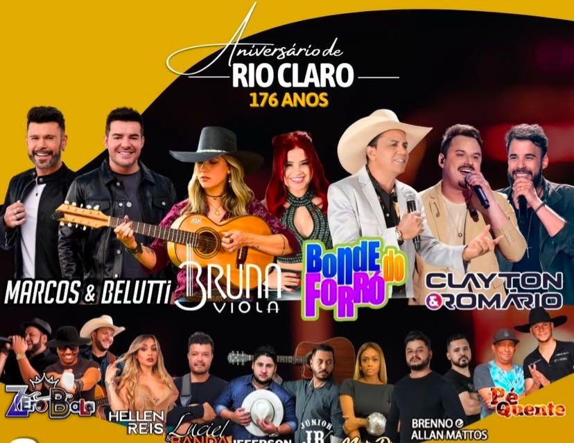 Rio Claro comemora aniversário de 176 anos com festa gratuita para a população