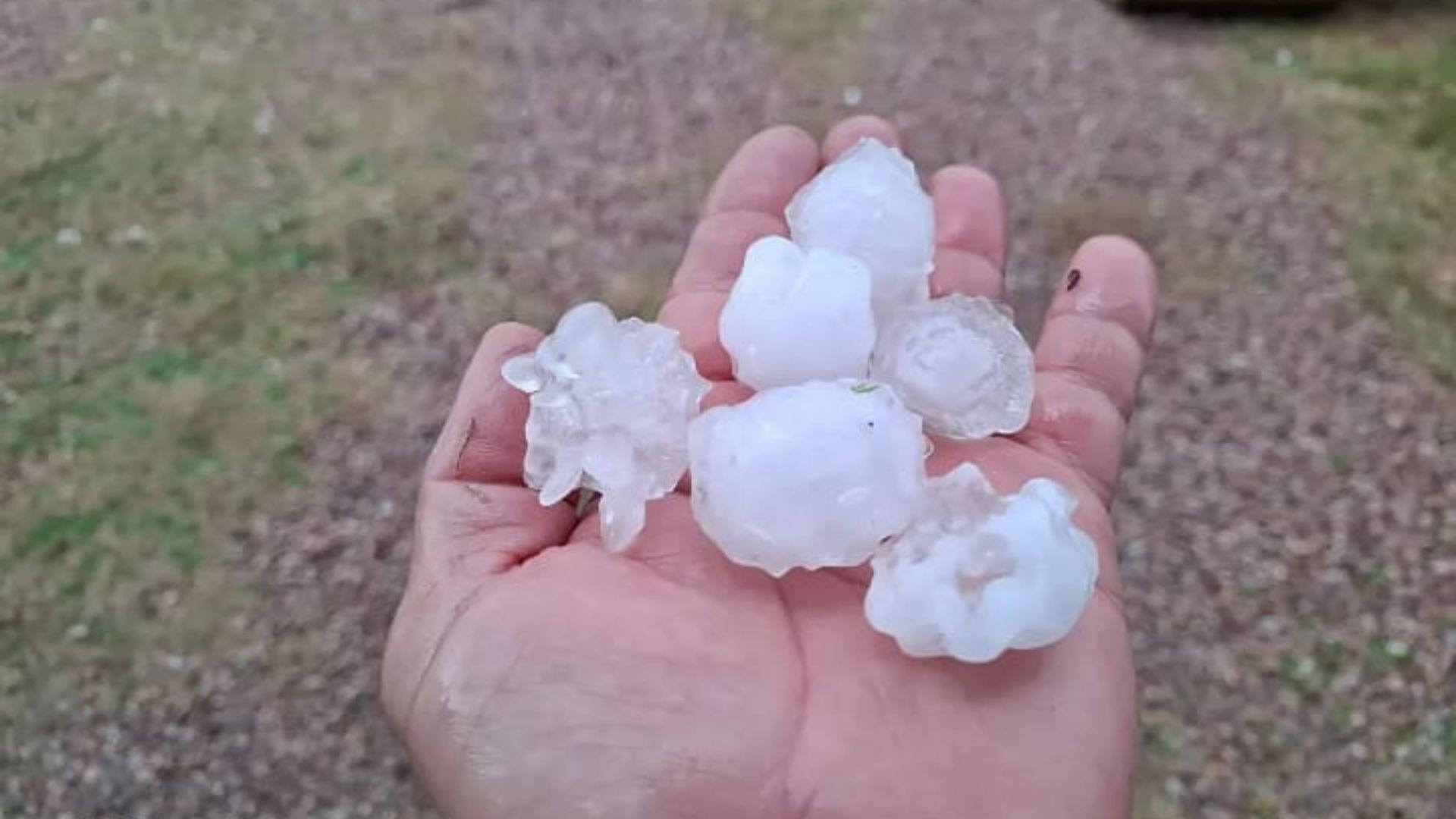 Granizo e chuva forte atingem cidade no Sul do RS; estado tem previsão de temporal