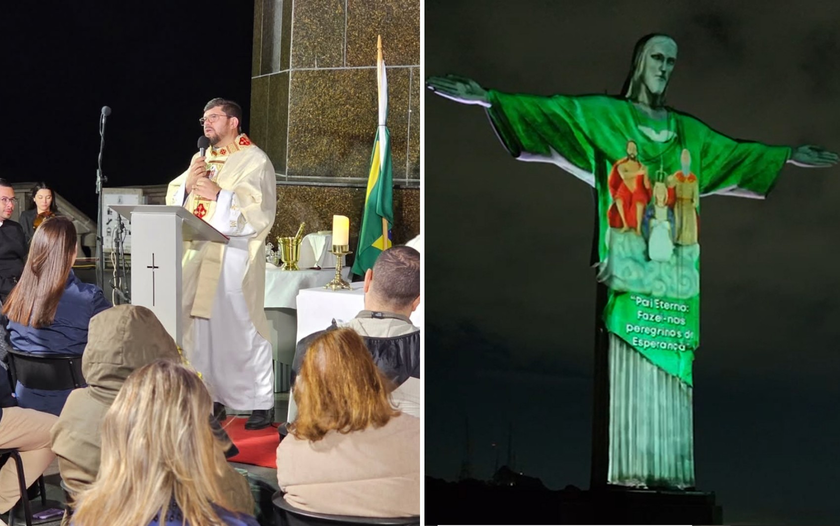 Cristo Redentor projeta imagem da Romaria do Divino Pai Eterno e causa comoção; vídeo