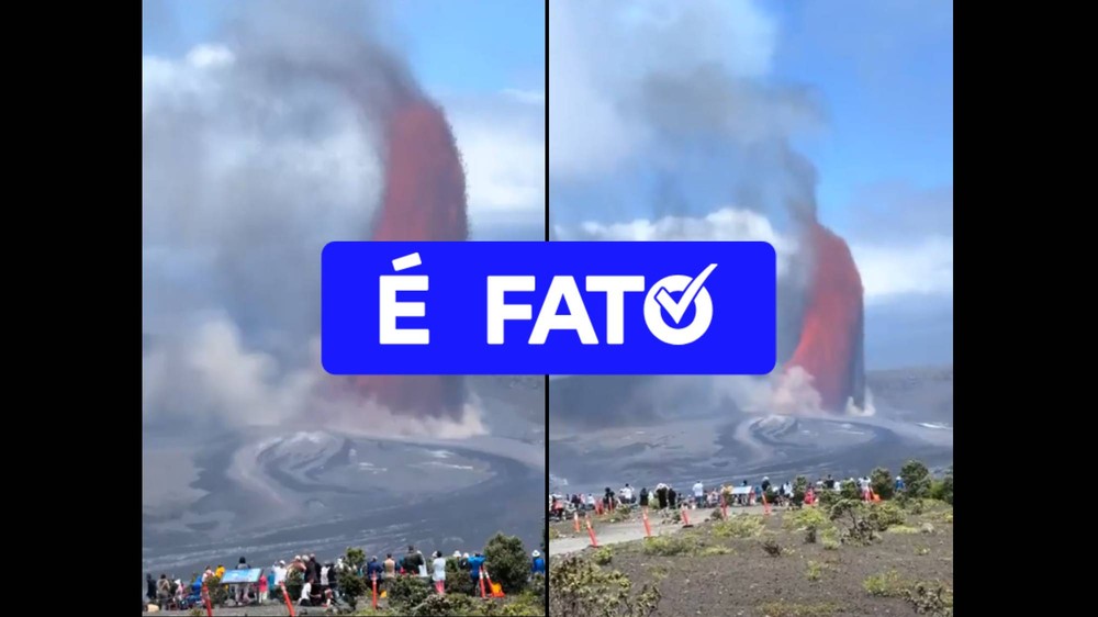 Vídeo registra rara fonte de lava com 300 metros de altura no vulcão Kīlauea, no Havaí