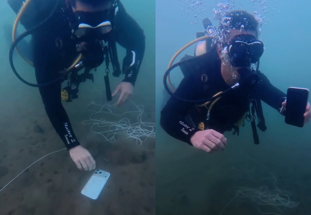 Mergulhadores fazem buscas por duas horas para resgatar celular que caiu no Lago de Palmas