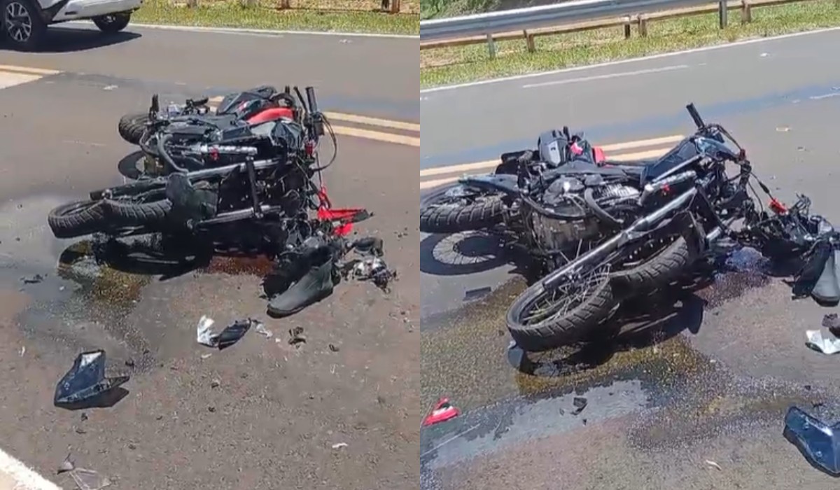 Batida de frente com caminhão destrói moto, mas motociclista sobrevive em Dracena