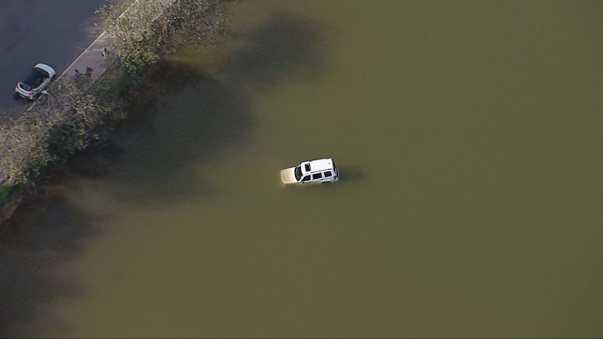 Carro cai em lagoa na Grande BH
