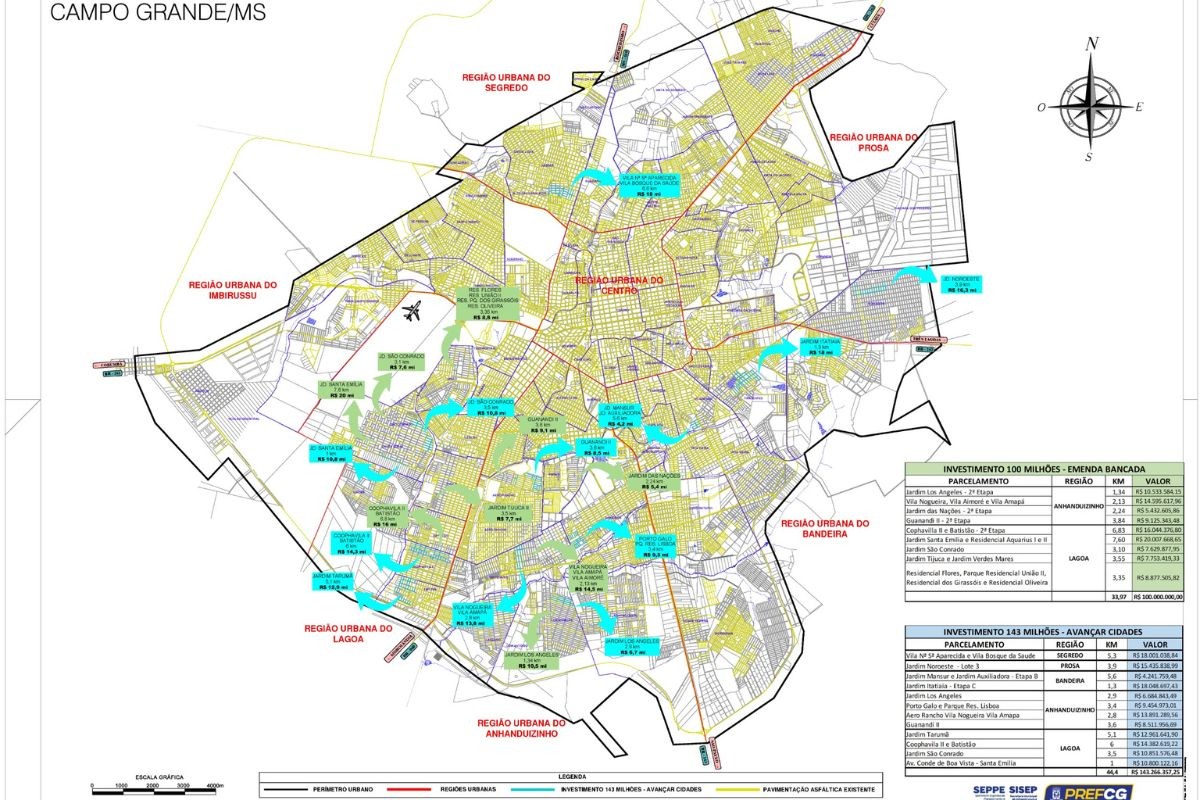 Veja quais são os 36 bairros que vão receber asfalto em Campo Grande