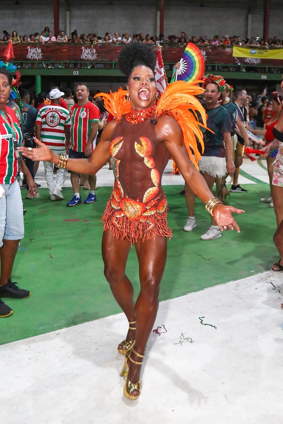 Adriana Bombom marcou presença no ensaio da Grande Rio na noite de última terça-feira (13) — Foto: Paulo Tauil/ AgNews