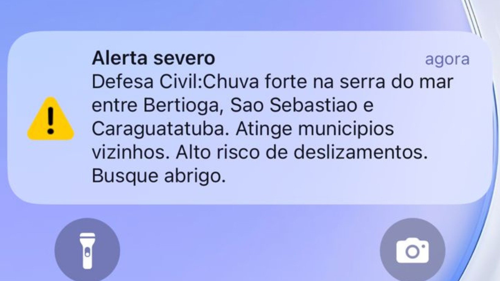 Defesa Civil emite 'alerta severo' para risco de chuva forte e deslizamentos no Litoral Norte de SP