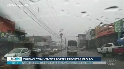 INMET alerta para chuvas com ventos fortes para regiões central e norte do Tocantins