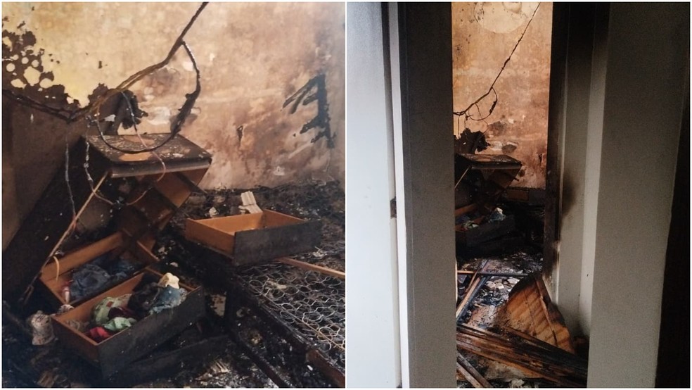 Criminosos atearam fogo em apartamento de soldado da PM, em São Luís — Foto: Reprodução/Redes sociais