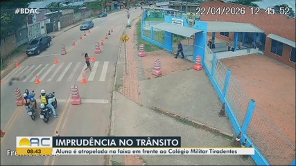 Aluna é atropelada na faixa de pedestres em frente ao Colégio Militar Tiradentes