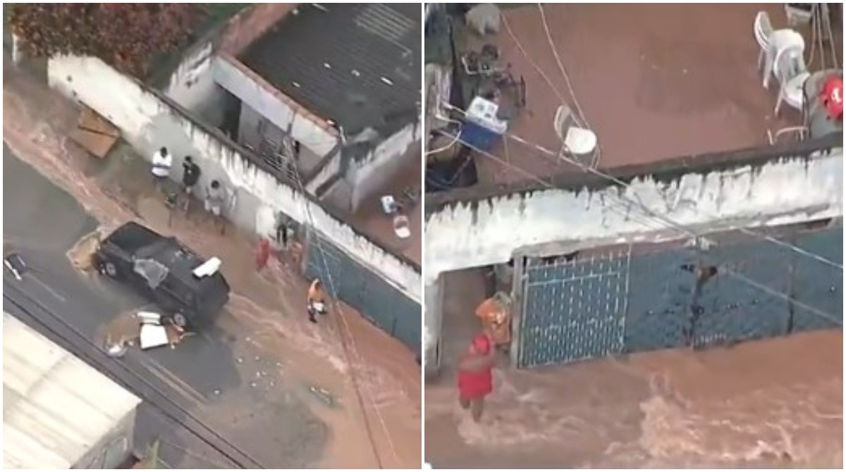 Adutora rompe, e água invade casas e arrasta carros no Jardim Veloso, em Osasco, na Grande SP 