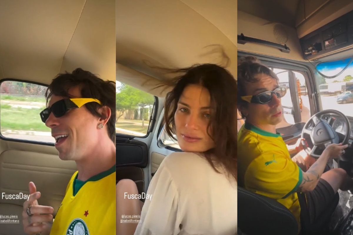 Di Ferrero e Isabeli Fontana passeiam de Fusca pelas ruas de Campo Grande