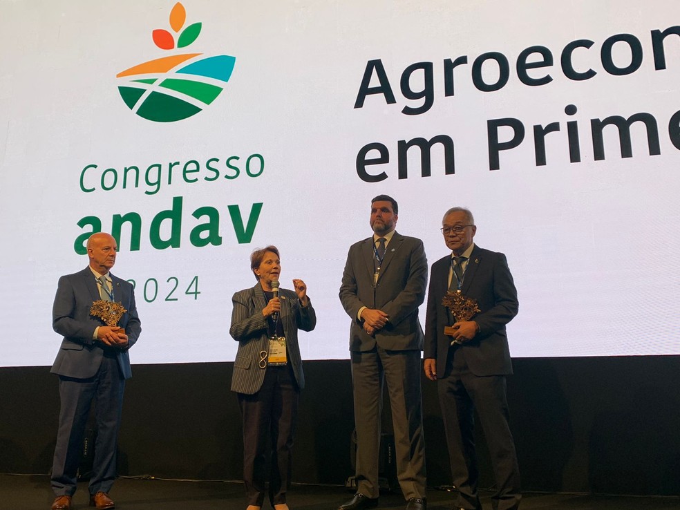 Senadora Tereza Cristina e o deputado federal Pedro Lupion  — Foto: Rafaela Moreira/ TV Morena