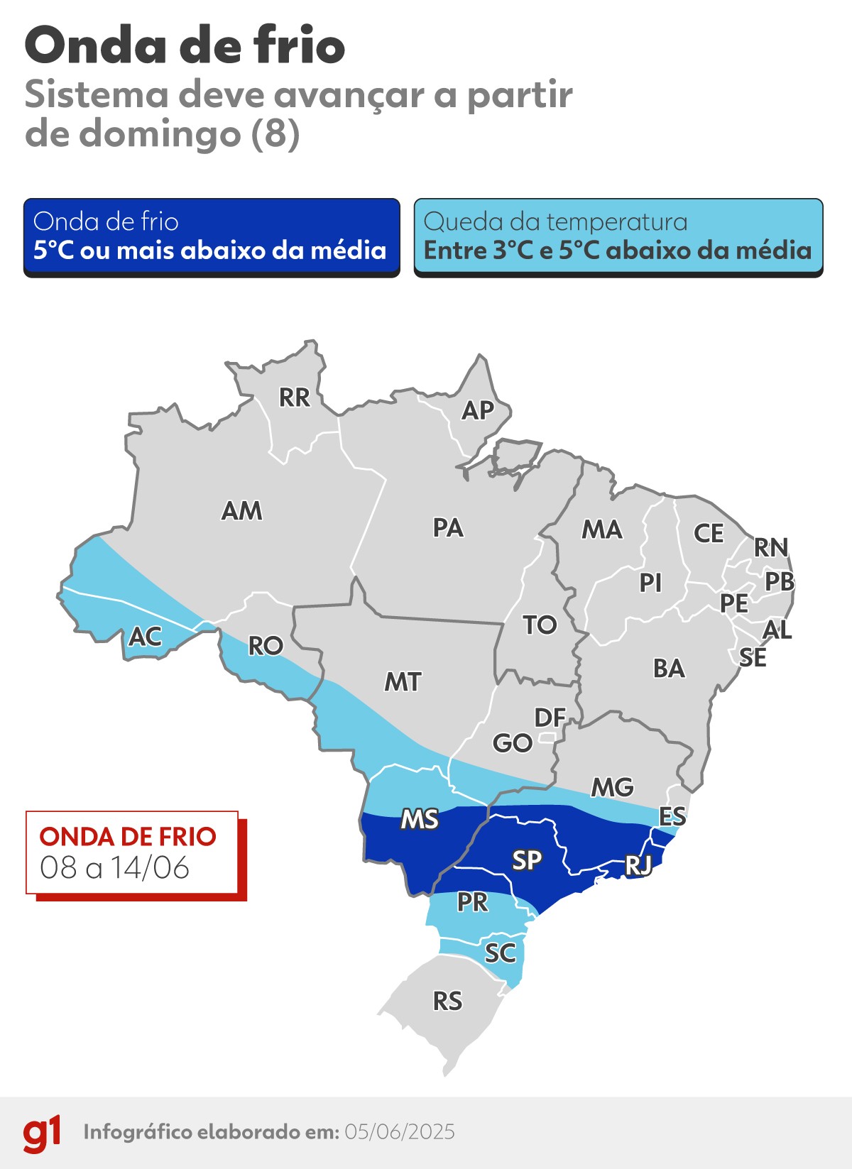 Nova frente fria chega ao AM; veja os municípios atingidos
