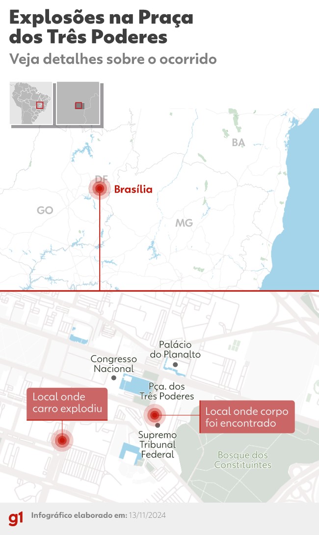 'Só ouvi barulho', 'pessoal correndo': testemunhas relatam explosões na Praça dos Três Poderes, em Brasília