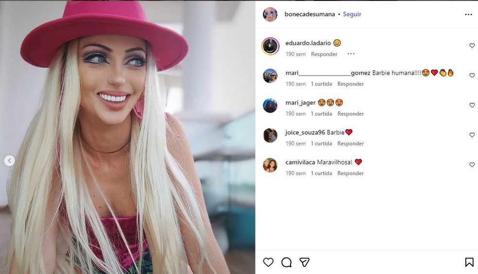 Os seguidores de Barbara Jankavski Marquez a chamavam de 'Barbie humana' — Foto: Reprodução/Arquivo pessoal