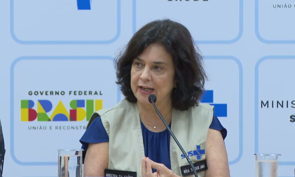 Nísia Trindade durante coletiva de imprensa. — Foto: Reprodução/ TV Globo