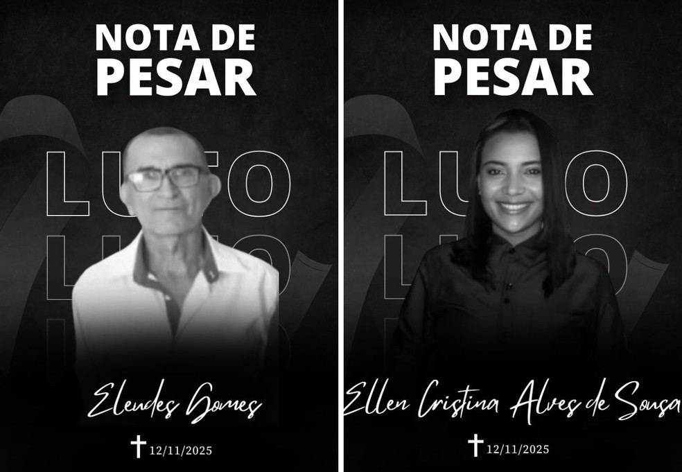 Eleudes Gomes de Sousa e Ellen Cristina Alves de Sousa morreram em um acidente na TO-130  Foto: Prefeitura de Pindorama/Instagram