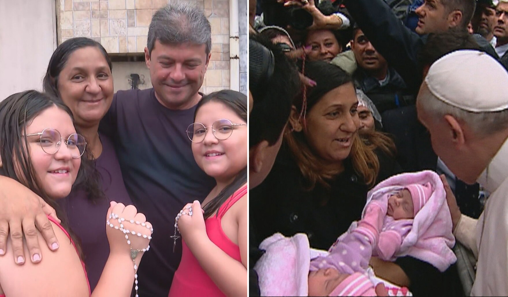 'Ficam Memórias boas', afirma gêmea abençoada Pelo papa em visita à comunidade no Rio