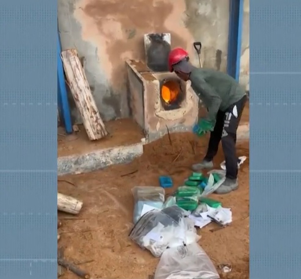 Droga foi incinerada no forno de uma cerâmica em Santa Inês — Foto: Reprodução/TV Mirante