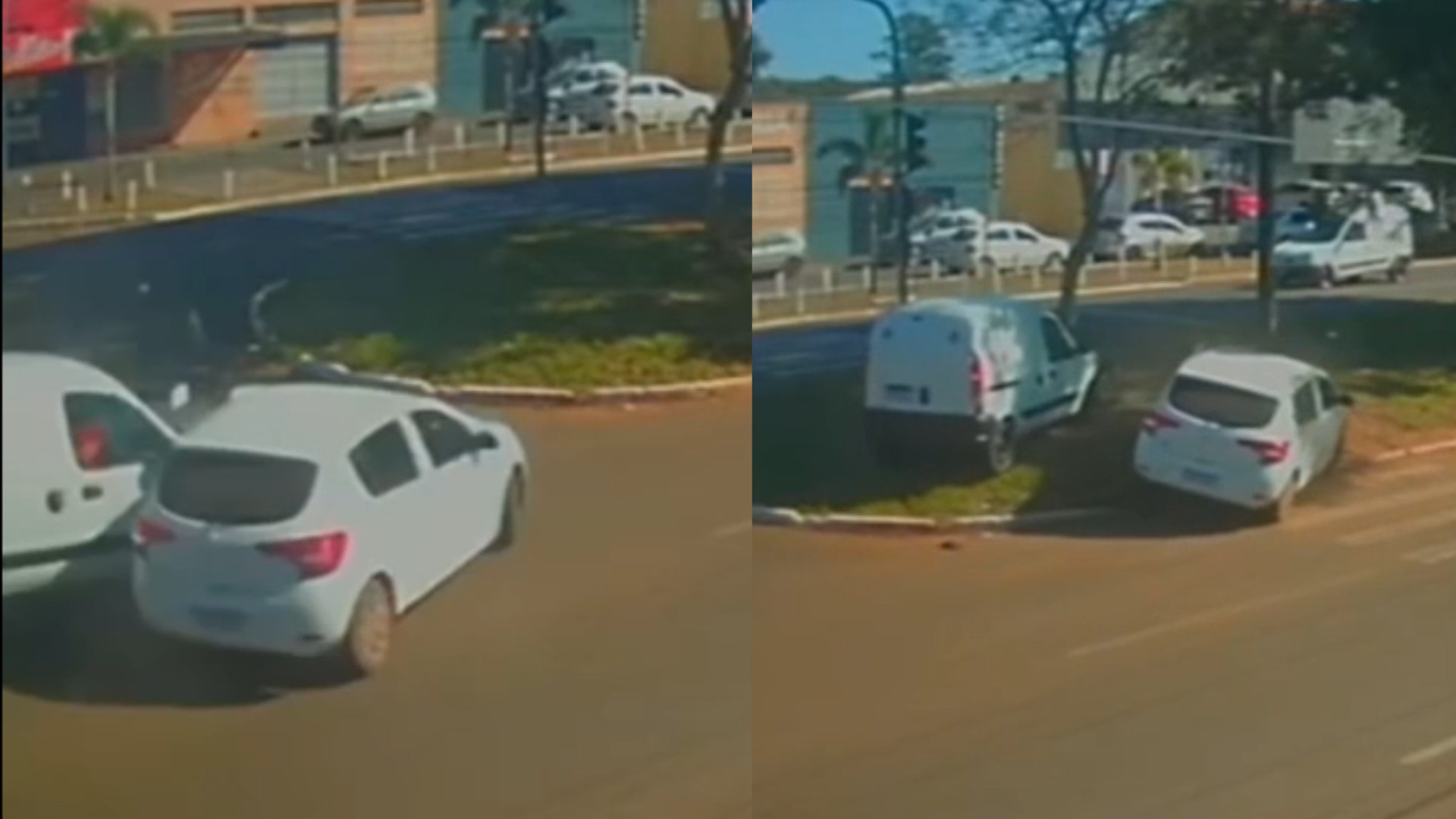 Acidente em Campo Grande: carros invadem canteiro da avenida