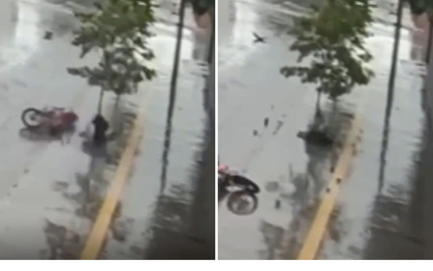 Motociclista morre após ser atingido por carro durante chuva em Mineiros; vídeo