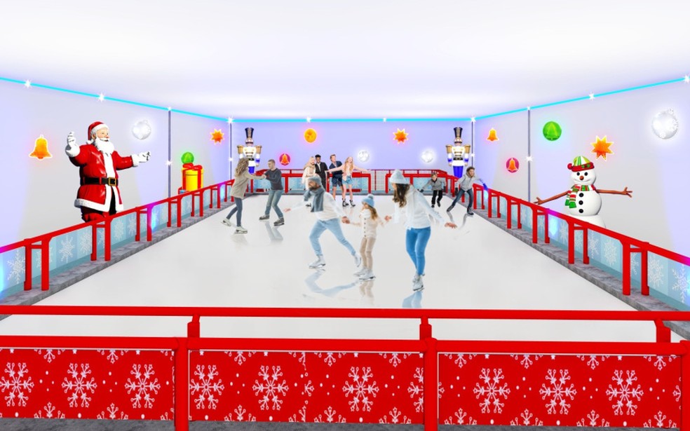 Pista de patinação no gelo natal maceio — Foto: Projeto/Ilumina Maceió