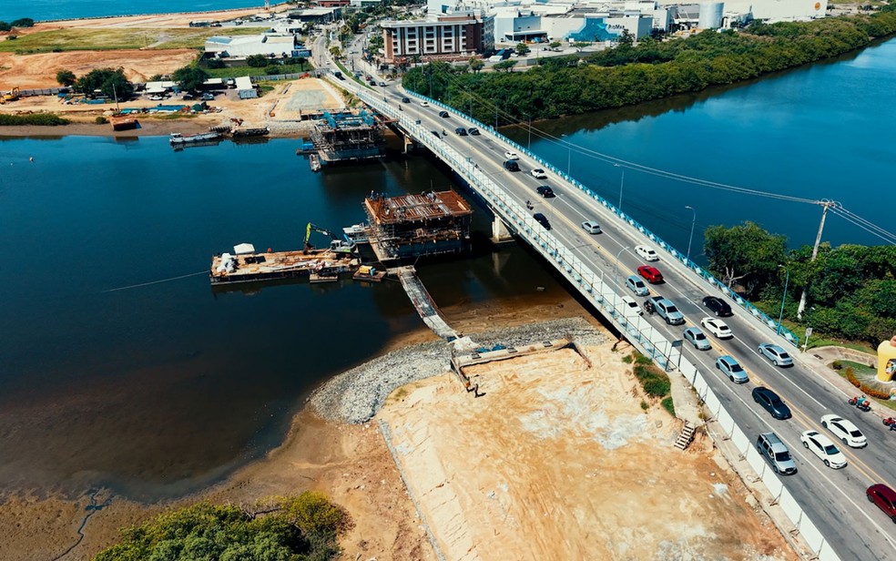 Ponte Godofredo Diniz em Aracaju em obras de duplicação — Foto: Prefeitura de Aracaju