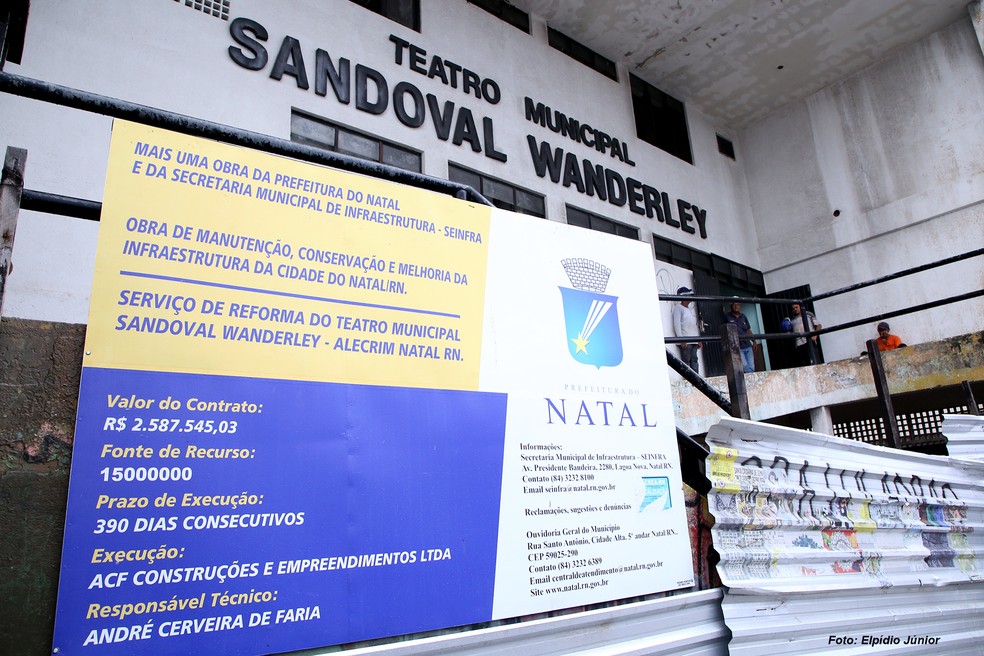 Teatro Sandoval Wanderley na fase de obras — Foto: Elpídio Júnior/CMN/ARQUIVO