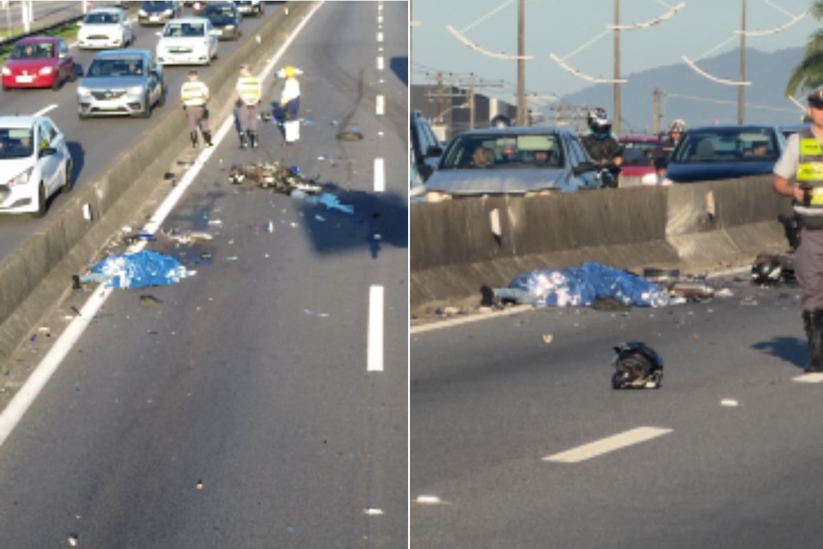 Motociclista na contramão morre após bater de frente com carro em rodovia no litoral de SP; VÍDEO