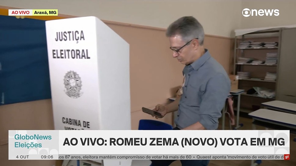 Presidente do TRE-MG diz que vai apurar uso de celular por Zema em cabine de votação