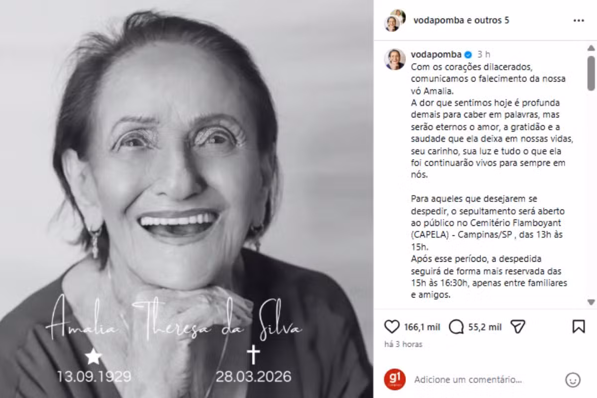 Estrela da internet ‘Vó da Pomba’ morre aos 96 anos, em Campinas